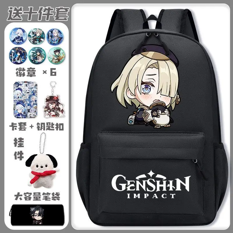 Genshin Impact New Lightweight Large Capacity Backpack For Middle Girls Boys Third To Sixth Grade Elementary School Students Ani