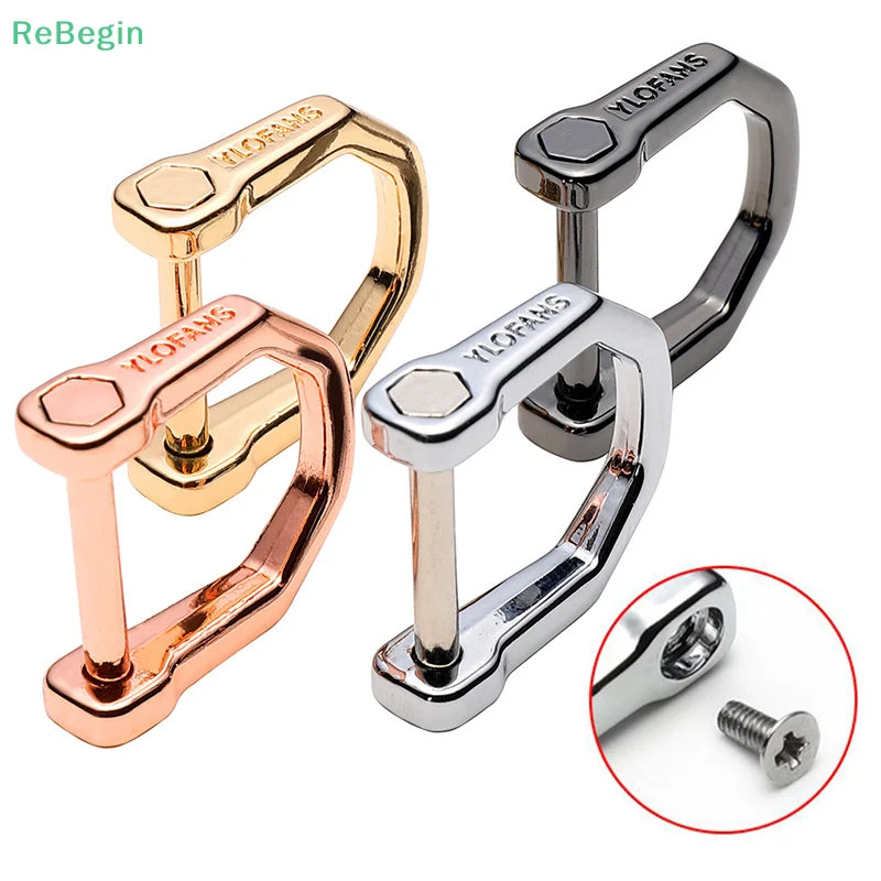 1pc D Shape Multi-purpose Mini Lock Stainless Steel Titanium Buckles Keyring Car Buckle Outdoor EDC Tool Horseshoe Buckle