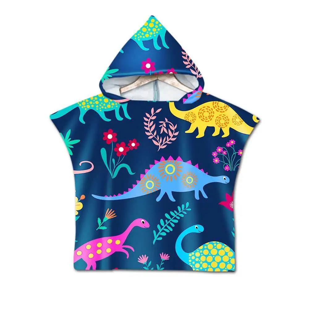 Cartoon Kids Cape Hooded Bath Towel Soft Absorbent Children's Beach Towel Printed Design Beach Cloak for Little Ones view 5