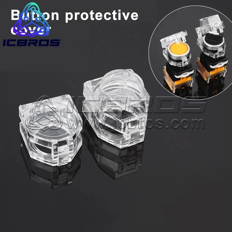 22mm Button Protective Cover Transparent Square Knob Switch Protective Flat Button Self Recovery High Button Accident Cap