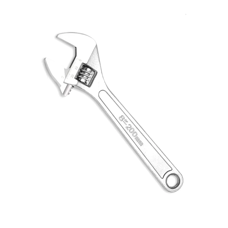 8Inch Adjustable Wrench Large Openin Long Handle Universal Spanner Carbon Steel Mechanical Workshop Hand Repair Tools