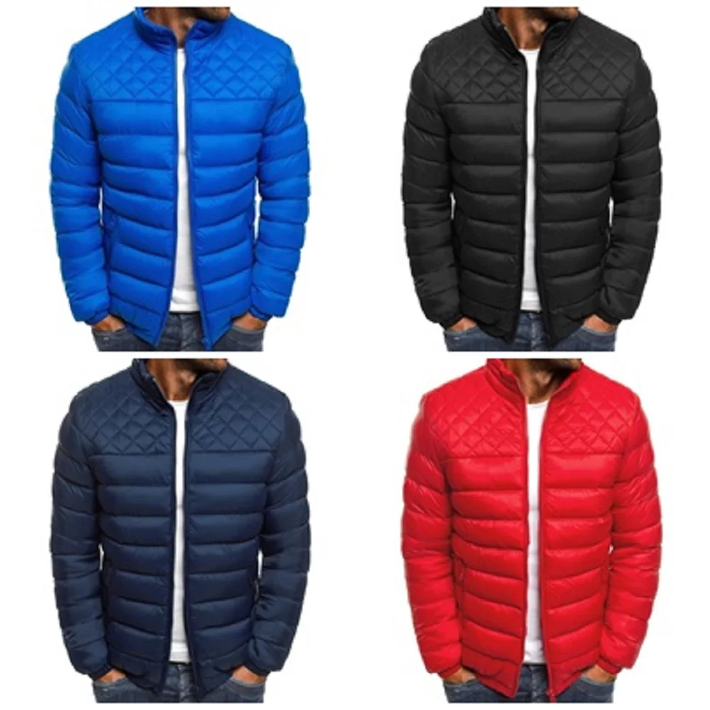 Casaco de inverno dos homens Jaqueta Ao Ar Livre Moda Outono/Inverno Casual Quente Zipper Casaco Jumbo Homens Elegância Rhombus Linha Tamanho S-XXL