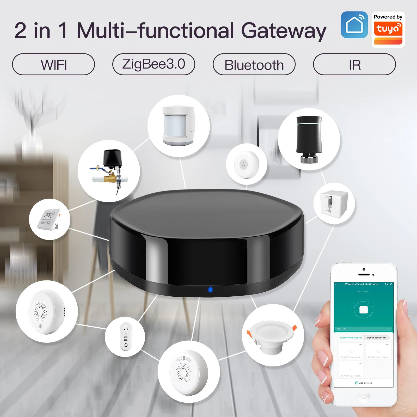 Smart Tuya Multi-mode Gateway ZigBee Bluetooth Mesh Hub 38K IR Remote DIY Learning Voice Control Alexa Google Home