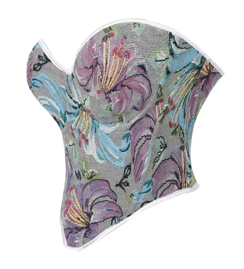 Женский корсет с принтом, укороченный топ на шнуровке, парчовые бюстье с завышенной талией, формирователь тела, нижнее белье, сексуальный женский корсет пуш-ап