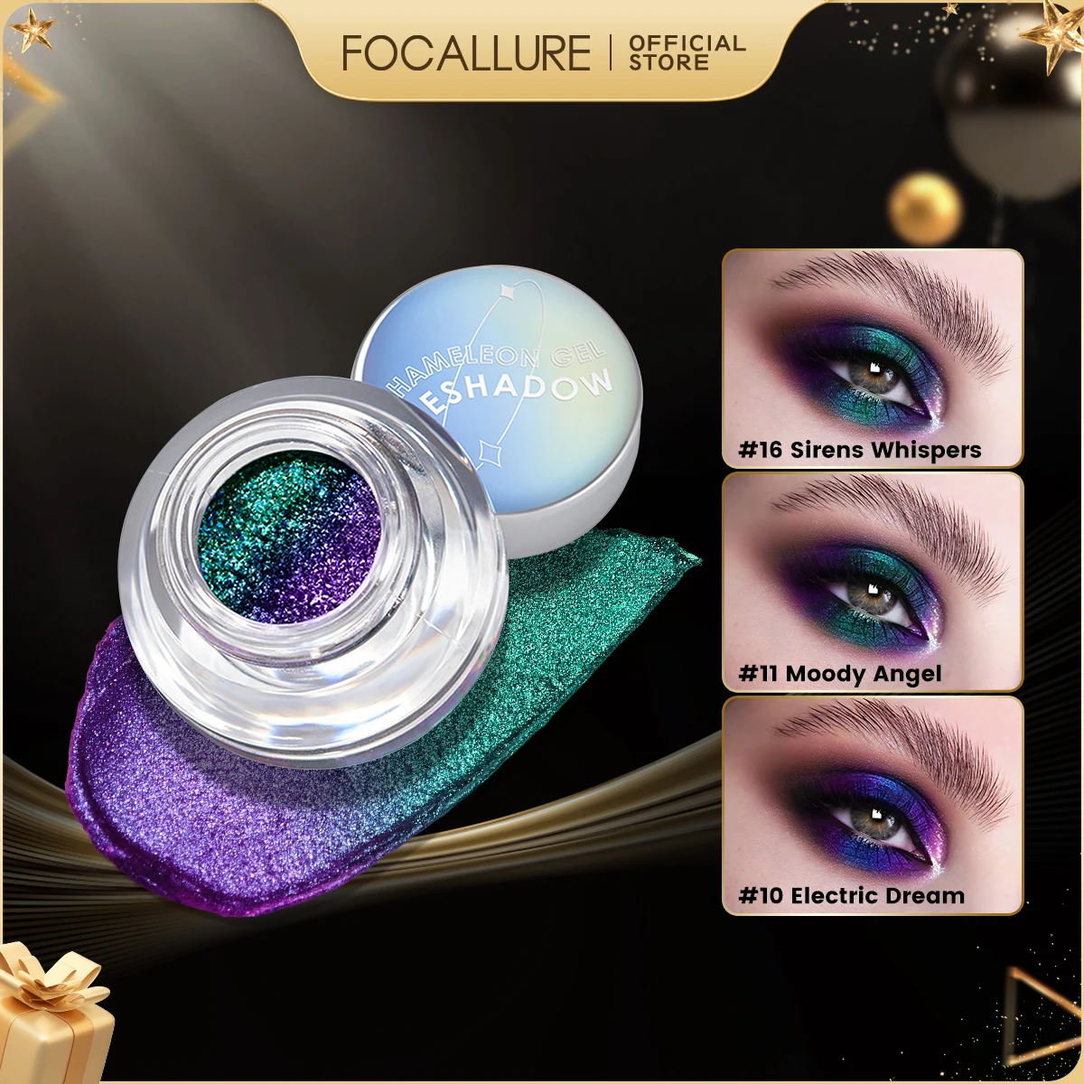 

FOCALLURE Shimmer Eyeshadow Chameleon Monochrome Shadows 23 Colors Metallic Glitter Palette Shadows Make-up for Women Cosmetics