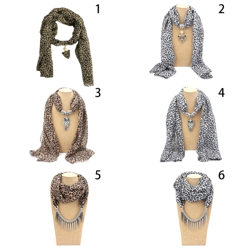 Fashion Brand New Women Long Leopard Lady Scarf Necklace Pendant Jewelry