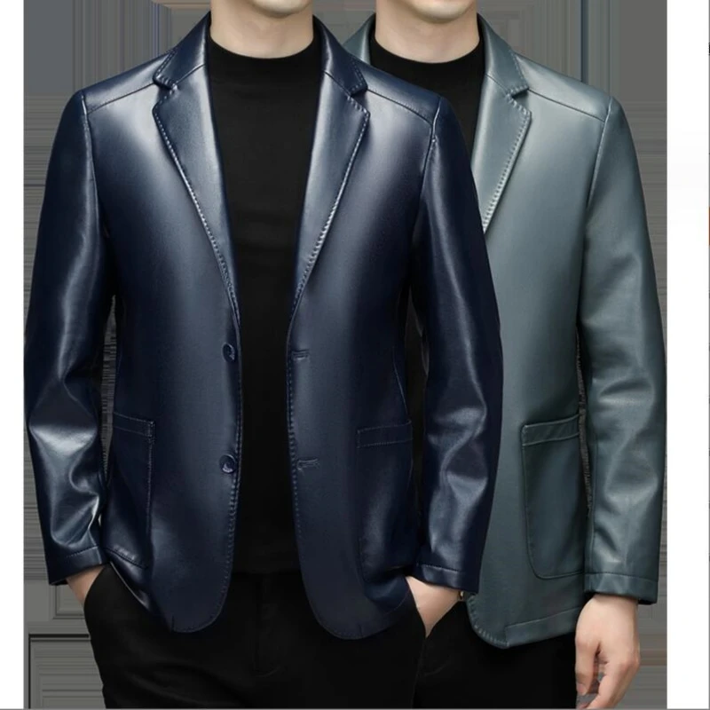 

High Quality Genuine Leather Men's Suit Leather Coat Autumn and Winter New Sheep Skin Casual Small Suit Coat Men Leather Jacket