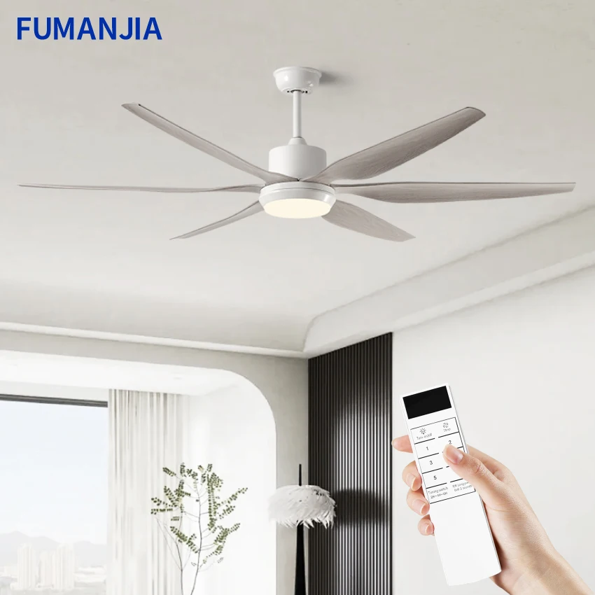 FUMANJIA Новый потолочный вентилятор с 6 лопастями из АБС-пластика, 54/66 дюймов и светодиодной подсветкой мощностью 18 Вт — современный дизайн, бесшумный инвертор, для освежения дома FUMANJIA Новый потолочный вентилятор с 6 лопастями из АБС-пластика, 54/66 дюймов и светодиодной подсветкой мощностью 18 Вт — современный дизайн, бесшумный инвертор, для освежения дома