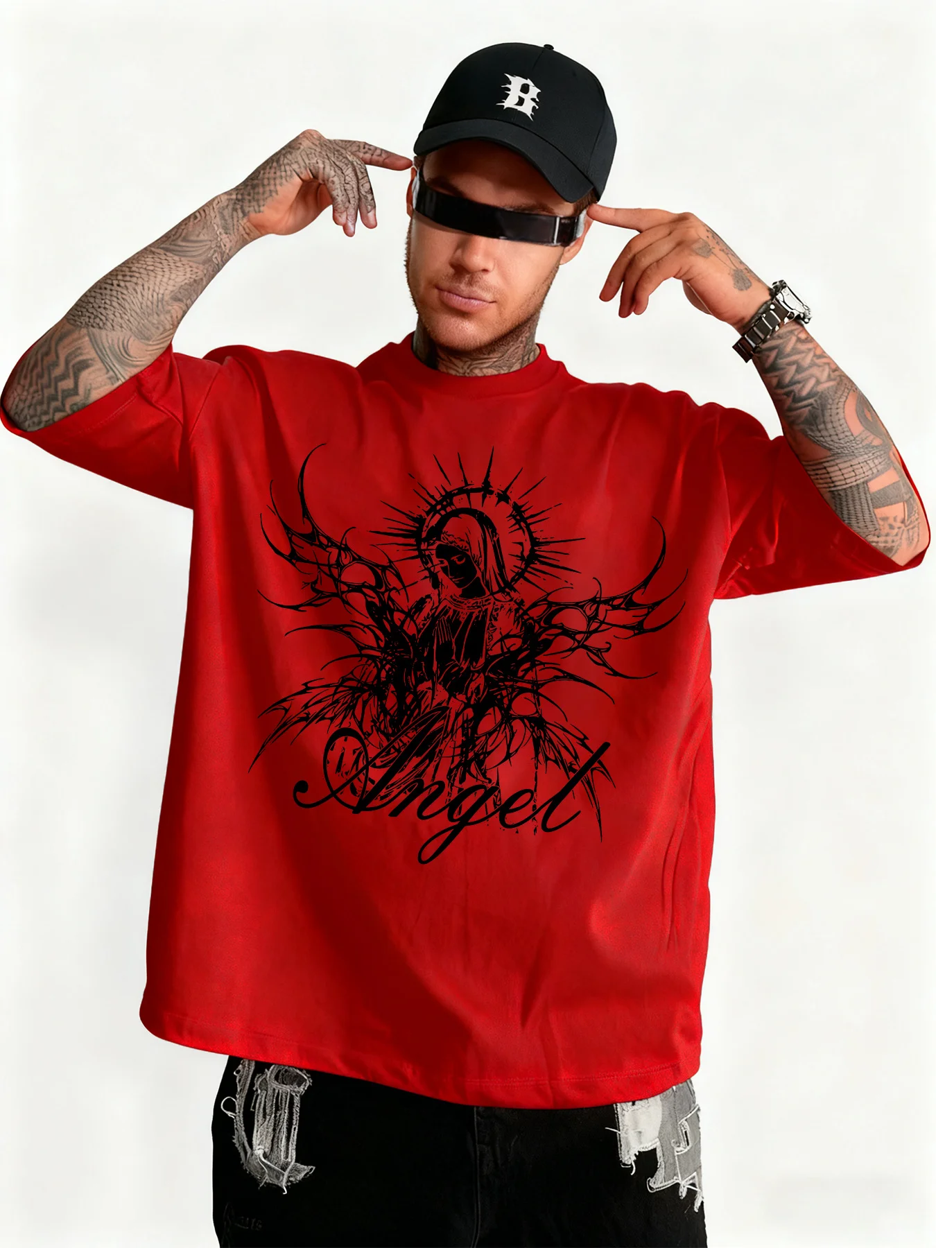 Dark aesthetic angel print summer T-shirt, a trendy casual style for daily wear Autumn New Base Shirt Unisex T-shirt