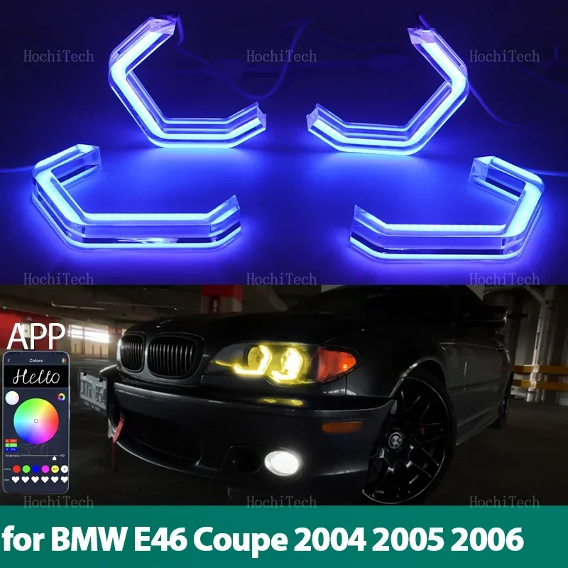 

RGB Multi-colored App control M4 Style LED Headlight Angel Eye Ring Lamp for BMW E46 Coupe Cabrio Convertible facelift 2004-2006