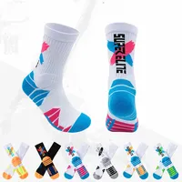 Men's Shock Absorbent Elite Socks, High Tube, Towel Bottom, Thick, Professional, Practice, Contrast Color, 1 Pair