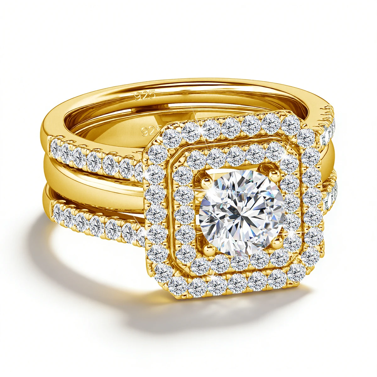 

2pcs Bridal Wedding Jewelry Set Couple Rings Exquisite Women Moissanite Rings Engagement Gifts For Lover