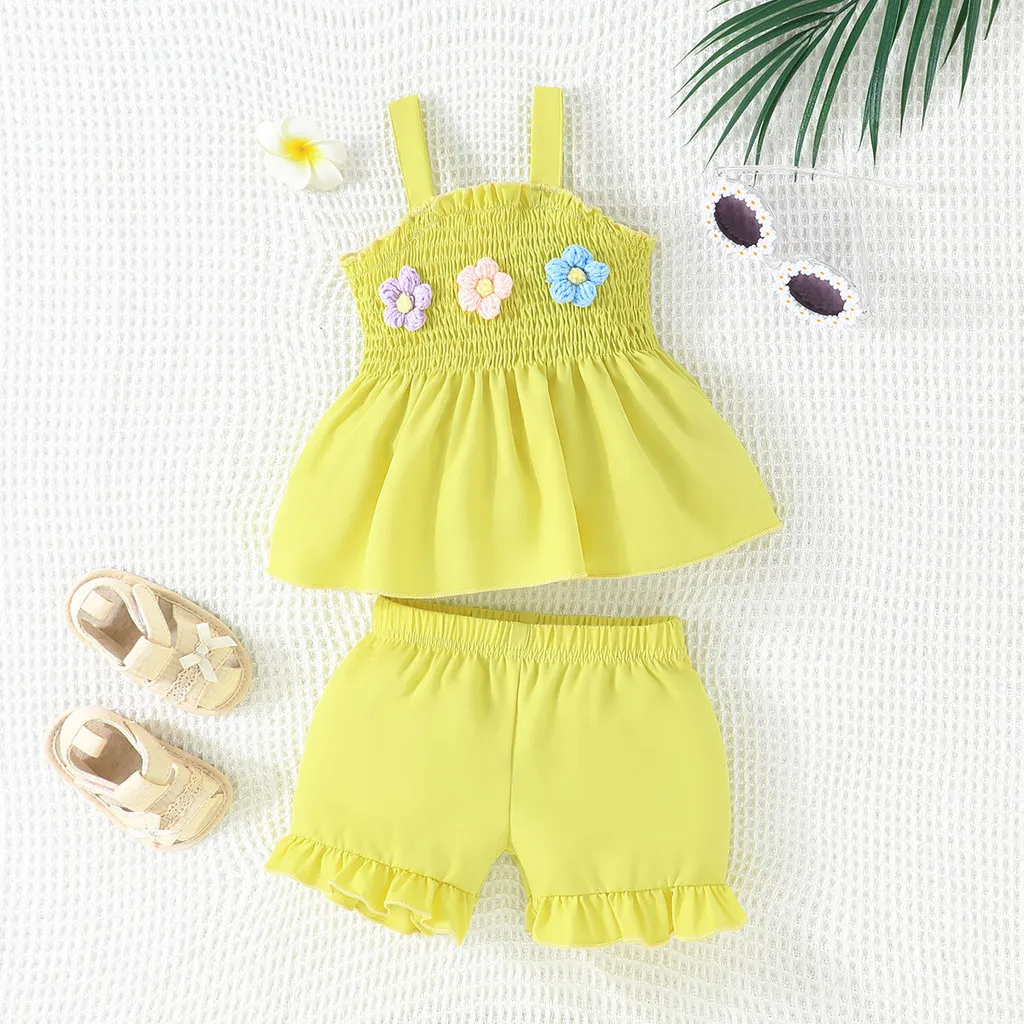 Baby Clothes  Sleeveless Cute Floral Top and Shorts Outfit Toddler Infant Clothing Suit For Kids Newborn Girl