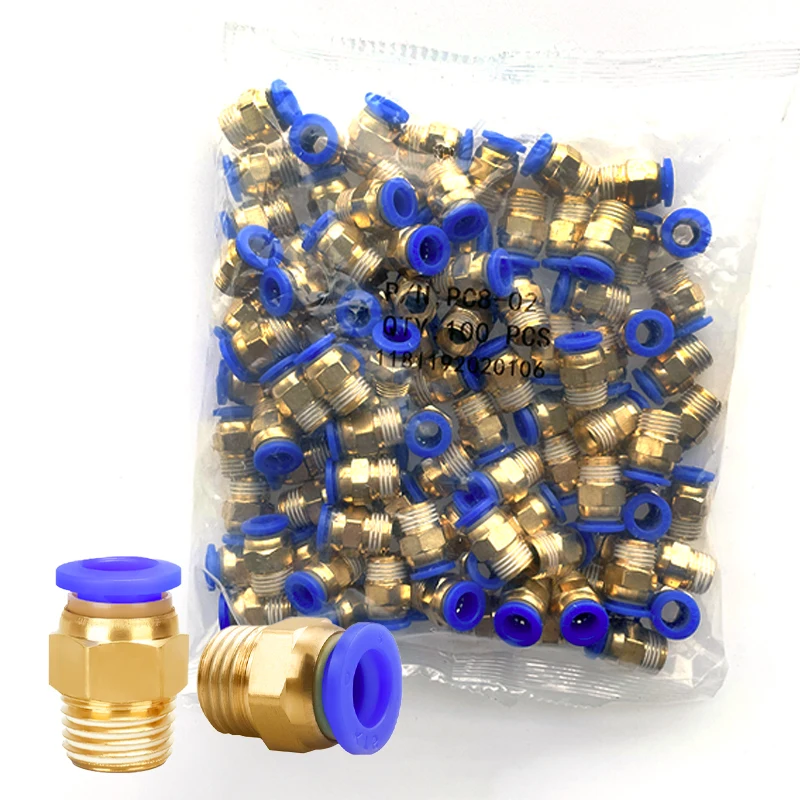 50PCS PC Pneumatic Fitting Air Connector Quick Connecors Fitttings PC4-M5 PC4-01 PC6-01 PC6-02 1/8\