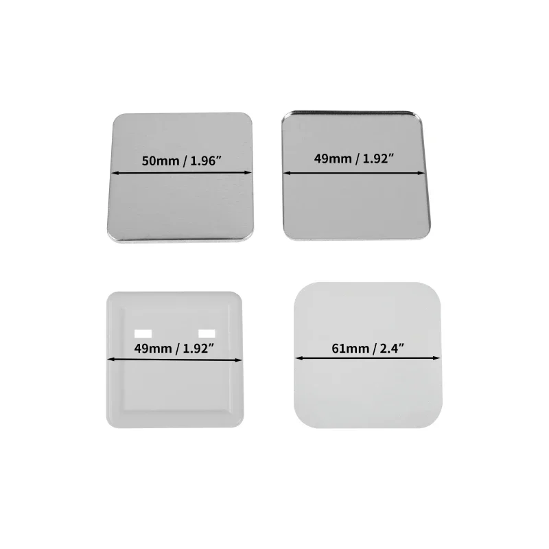 50x50mm Square DIY Blank Pin Button Material Refrigerator Badge Button Making Parts Press Machine Supplies