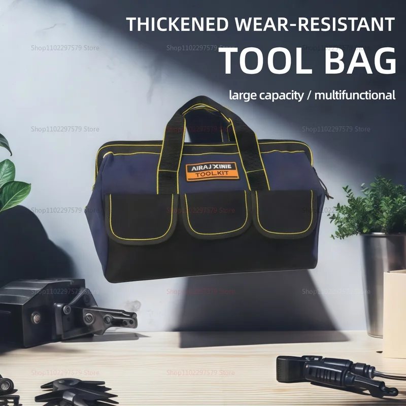 Multifunctional Tool Bag Large Capacity Waterproof Oxford Canvas Thickened Wear-Resistant Electrician Repair Storage Bag