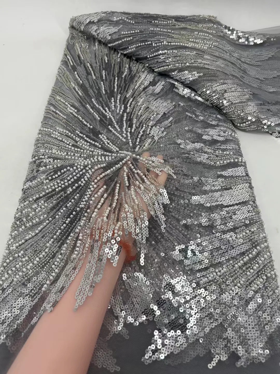 Tissu africain de luxe en dentelle à paillettes pour marié, broderie de perles de haute qualité, Tulle français en dentelle rouge pour robes de mariée nigériennes