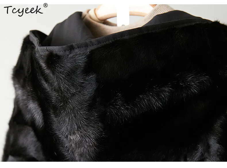 Tcyeek 럭셔리 밍크 퍼 코트 여성 겨울 의류 리얼 퍼 재킷 따뜻한 여성 코트 신상 아우터웨어 여성 밍크 퍼 코트