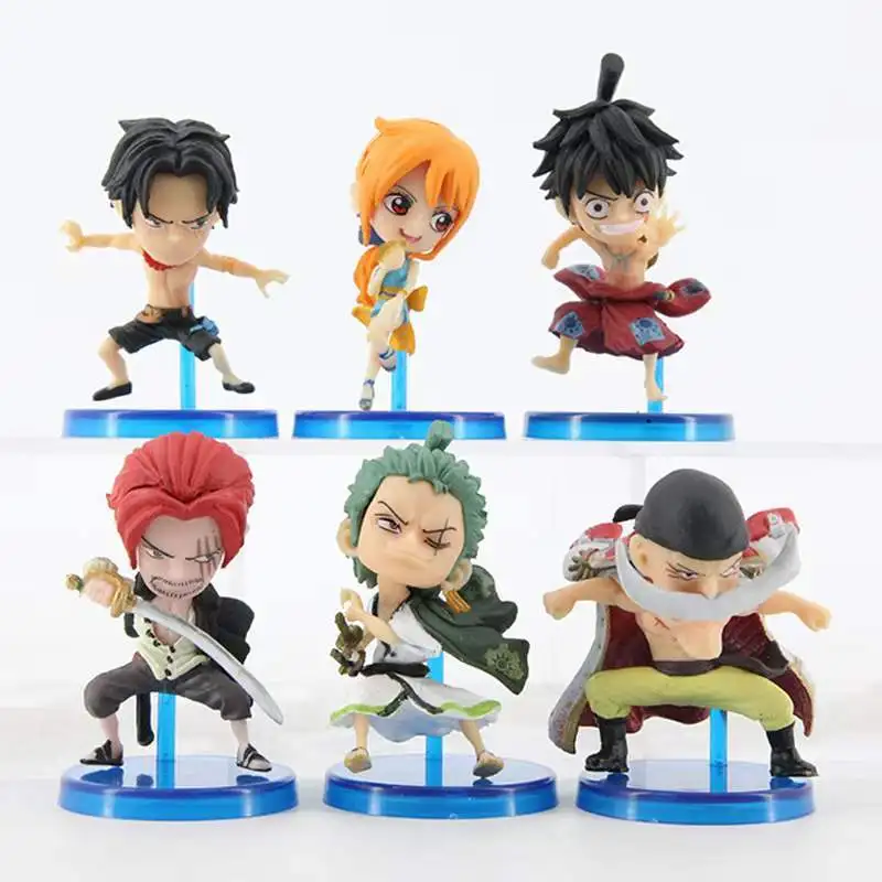 Anime One Piece Luffy Ace Nami Roronoa Zoro Shanks Edward Newgate Kimono Ver. PVC Action Figure Model Kids Toys Doll 6Pcs/set