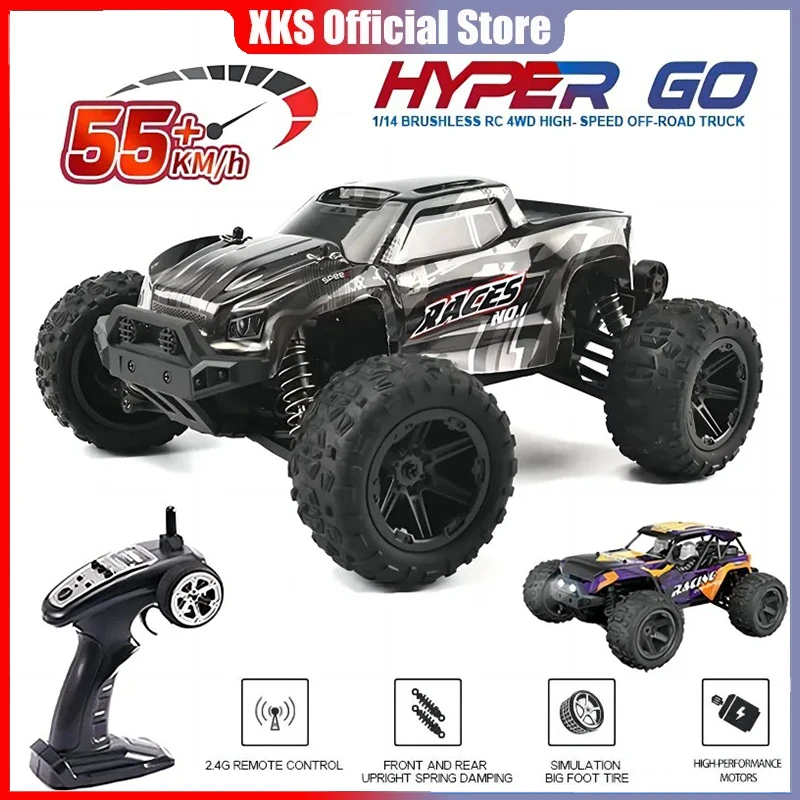 HXRC 8610 8611 1:14 55KM/H 4WD RC Car With LED Remote Control Cars High Speed Drift Monster Truck for Kids VS 144001 Toys