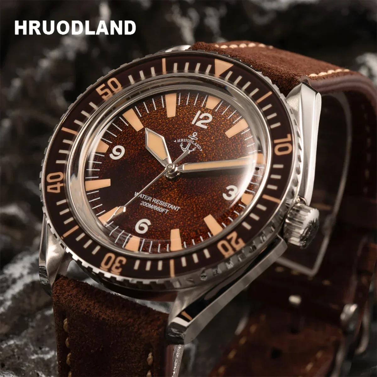 Hruodland Retro HZ2565 Men's Automatic Mechanical Watch 40mm Sapphire Stainless Steel Waterproof 20Bar Luminous C3 Reloj Hombre