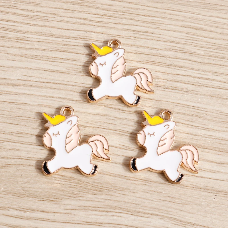 10 Stück 21 x 18 mm Cartoon-Tier-Charms, Emaille-Pferde-Charms für die Schmuckherstellung, Ohrringe, Anhänger, Halsketten, DIY-Bastelzubehör – Detail 3