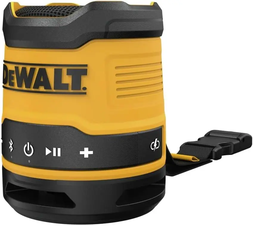 DEWALT DCR008 Rechargeable Mini Bluetooth Speaker IP67 Waterproof 16H Runtime Jobsite Tough USB-C Charging