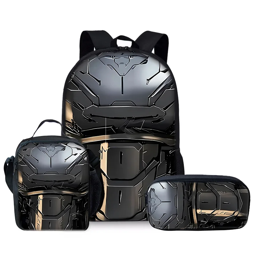 Classic Popular Novelty robot 3D Print 3pcs/Set Student School Bags Laptop Daypack Backpack Crossbody Lunch bag Pencil Case