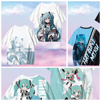 Cartoon King Size Hatsune Miku Print Women's Short Sleeve T-Shirt Summer Casual 3d Print Summer Cute Men's Sport Tops T-shirt