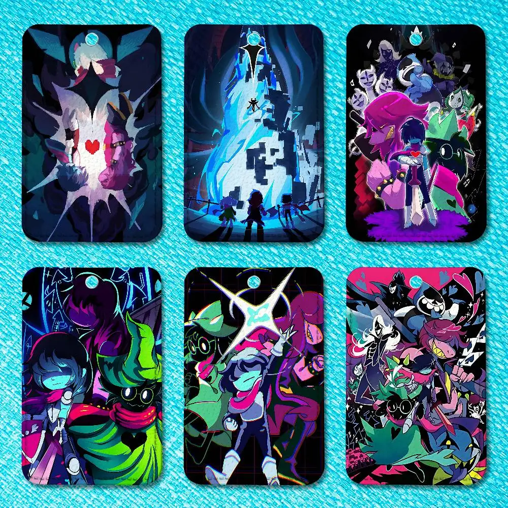 

D-DeltaruneS Game Premium PU Leather Card for Daily Use Holder Card Case with Metal Carabiner Customizable Design