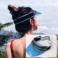 OutdoorTravel Casual for Woman Men Sunshade Hat Anti-UV Bule Color Adjustable Breathable Visors Transparent PVC Sport Golf Caps