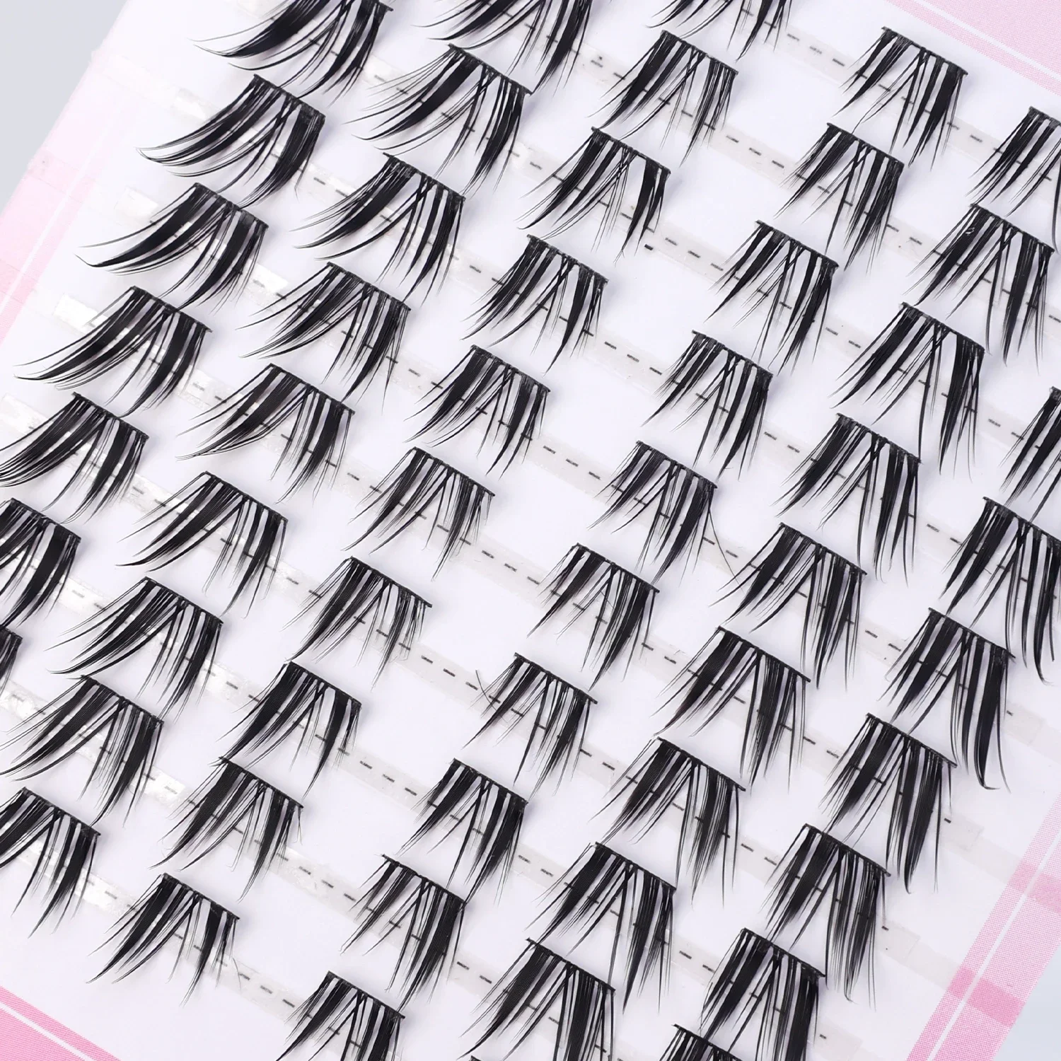 10 แถวมังงะแมวขนตาปลอม Cluster DIY ธรรมชาติไม่มีกาวขนตาทุกวันแต่งหน้า 3D Wispy Lashes Extension