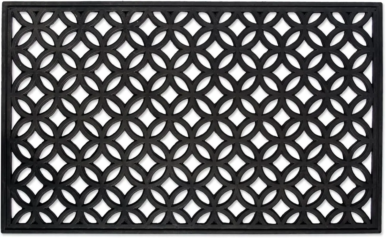 

Rubber Doormat 18x30 Lattice for All Weather, Traps Dirt and Drains Water