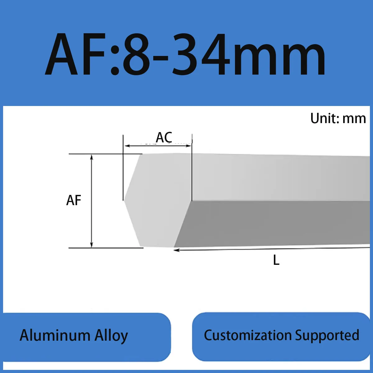 Aluminum Hexagonal Rod- 8-34mm AF Sizes for DIY Model & Science Engineering Projects