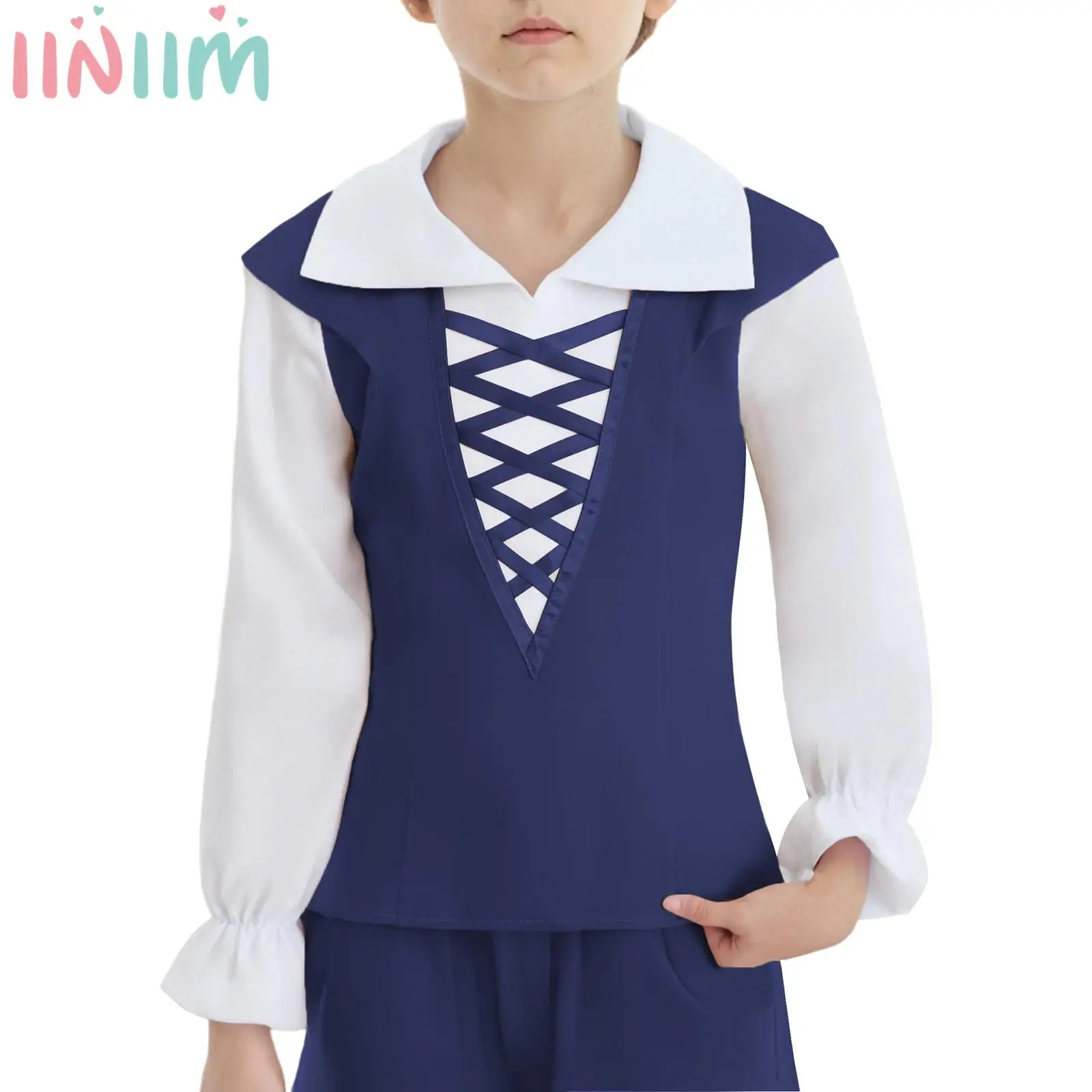 

Детские топы для балета и танцев для мальчиков, рубашка с длинными рукавами спереди, крест-накрест, современный танцевальный костюм для латинских и джазовых представлений, костюм балерины