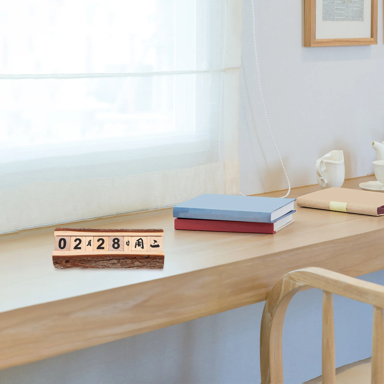 

Wooden Desktop Calendar Rustic Natural Design Block Calendar for Desk Office Living Room Decoration Daily Date Display