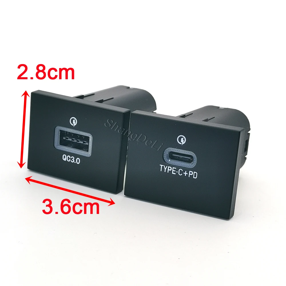 1PC Fit  For Ford Focus 2004-2011 mk2 Car Phone Charger Socket Dual QC3.0 Type C PD USB Charging Port Power Adapter view 2