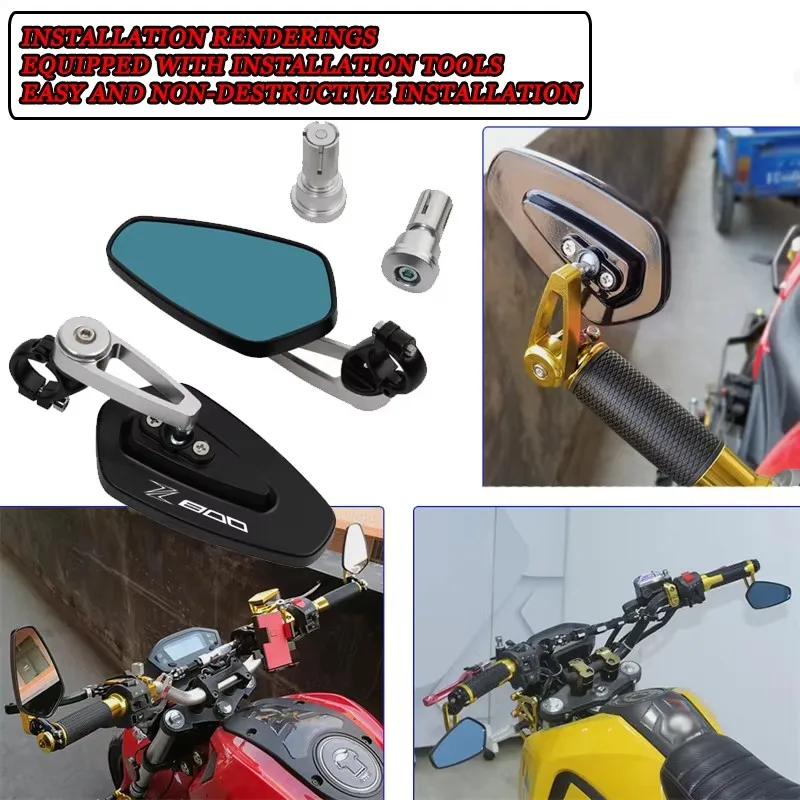 

Зеркало заднего вида с ручкой мотоцикла Z800 Z800, фиксированное крыло мотоцикла, зеркало заднего вида для мотоцикла, с логотипом