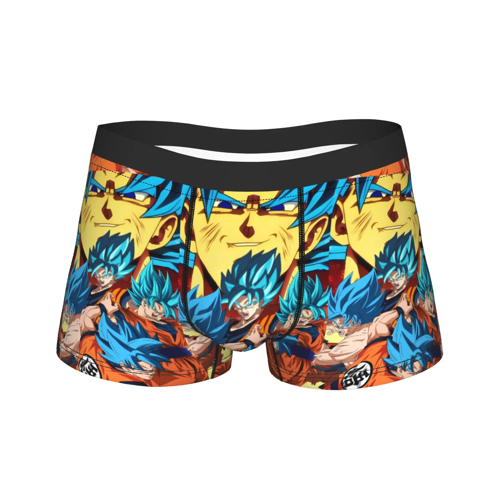 Goku Blue Super Saiyan Mosaic Underwear  Breathable Underpants Custom Shorts Briefs For Men 3D Pouch Plus Size Trunk