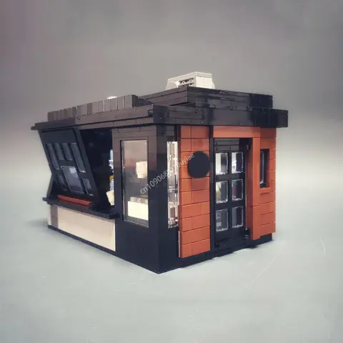 Moc Urban 모듈식 스타벅스 야외 키오스크 건축 스트리트 뷰 빌딩 블록, DIY 어린이 조립 교육 벽돌 장난감 선물