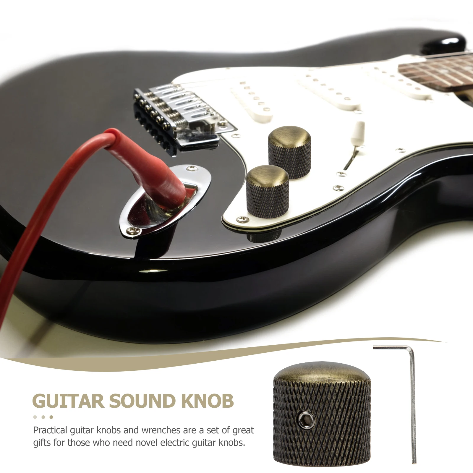 

2 Sets Electric Guitar Knobs Bass Volume Tone Knob Caps With Wrench Durable Metal Professional Instrument Accessories String