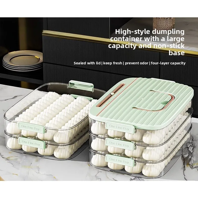 Food Grade Dumpling Box Freezer Storage Container Refrigerator Food Organizer for Wonton Dumplings