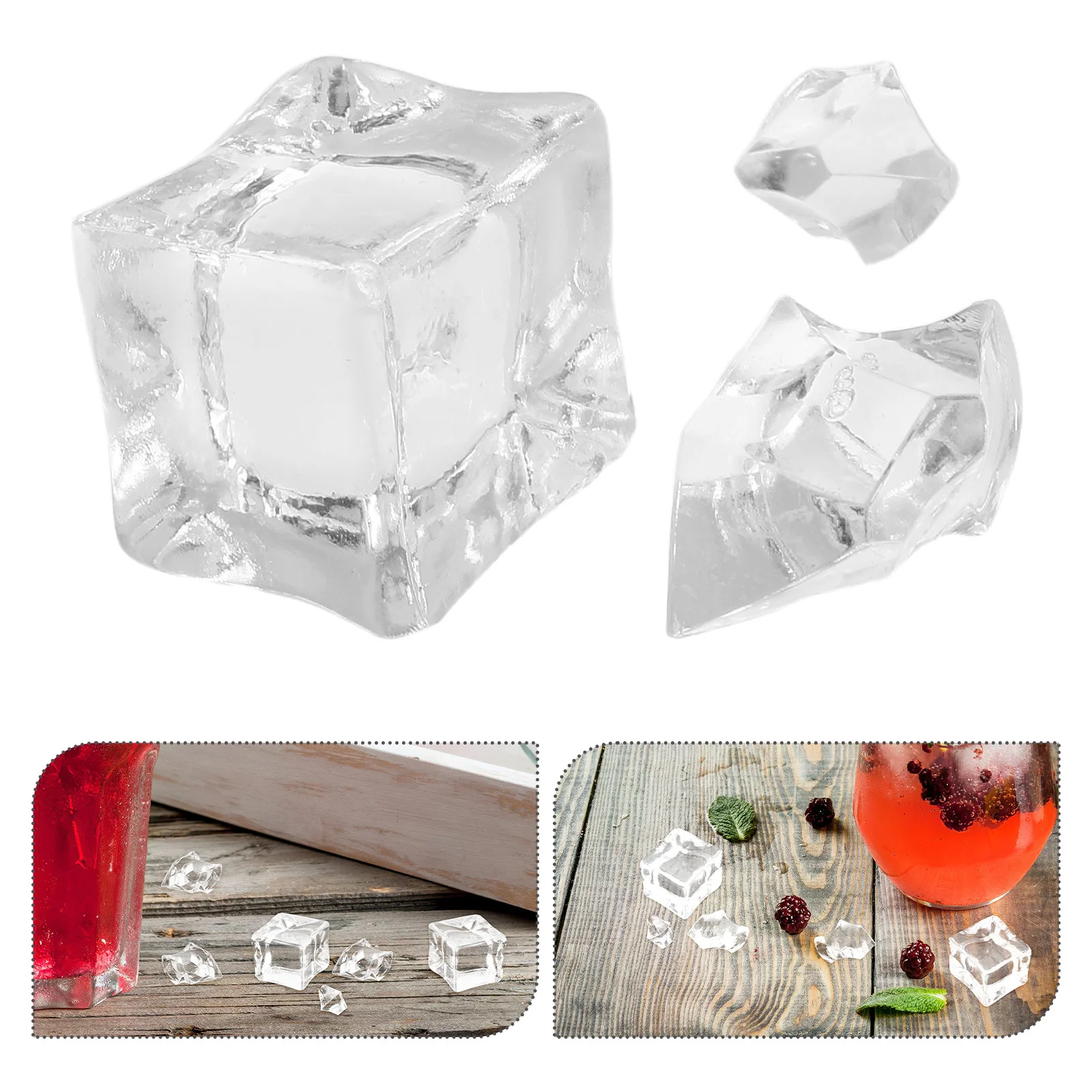 

310Pcs Clear Fake Ice Cubes Realistic Crushed Acrylic Ice Rocks Reusable Vase Filler Gems for Food Photography Props Wedding