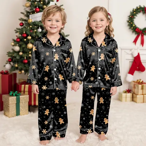 Christmas Hot Pyjamas Set For Family Christmas Pyjamas Top And Pant Christmas Print 2 Pc Home Set Matching Silk Pajamas Suits