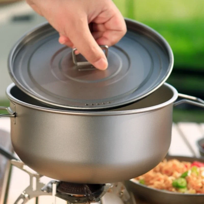 

Многофункциональная титановая кастрюля для кемпинга объемом 1,8 л с ручкой, портативная, легкая, для пикника