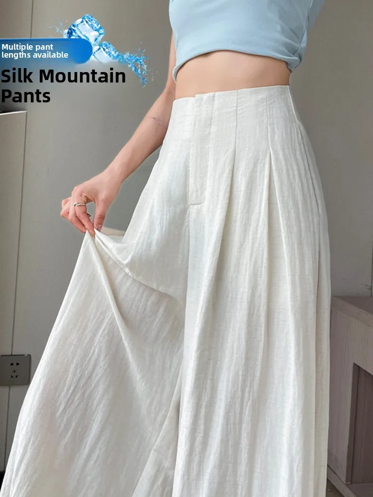 กางเกงขายาวผ้าลินินทรงหลวมสำหรับผู้หญิง ฤดูร้อน เนื้อผ้าบางเบา เอวสูง ทรงตรง สไตล์ลำลอง ผ้าฝ้ายผสมลินิน ทรงซาคาโมโตะ