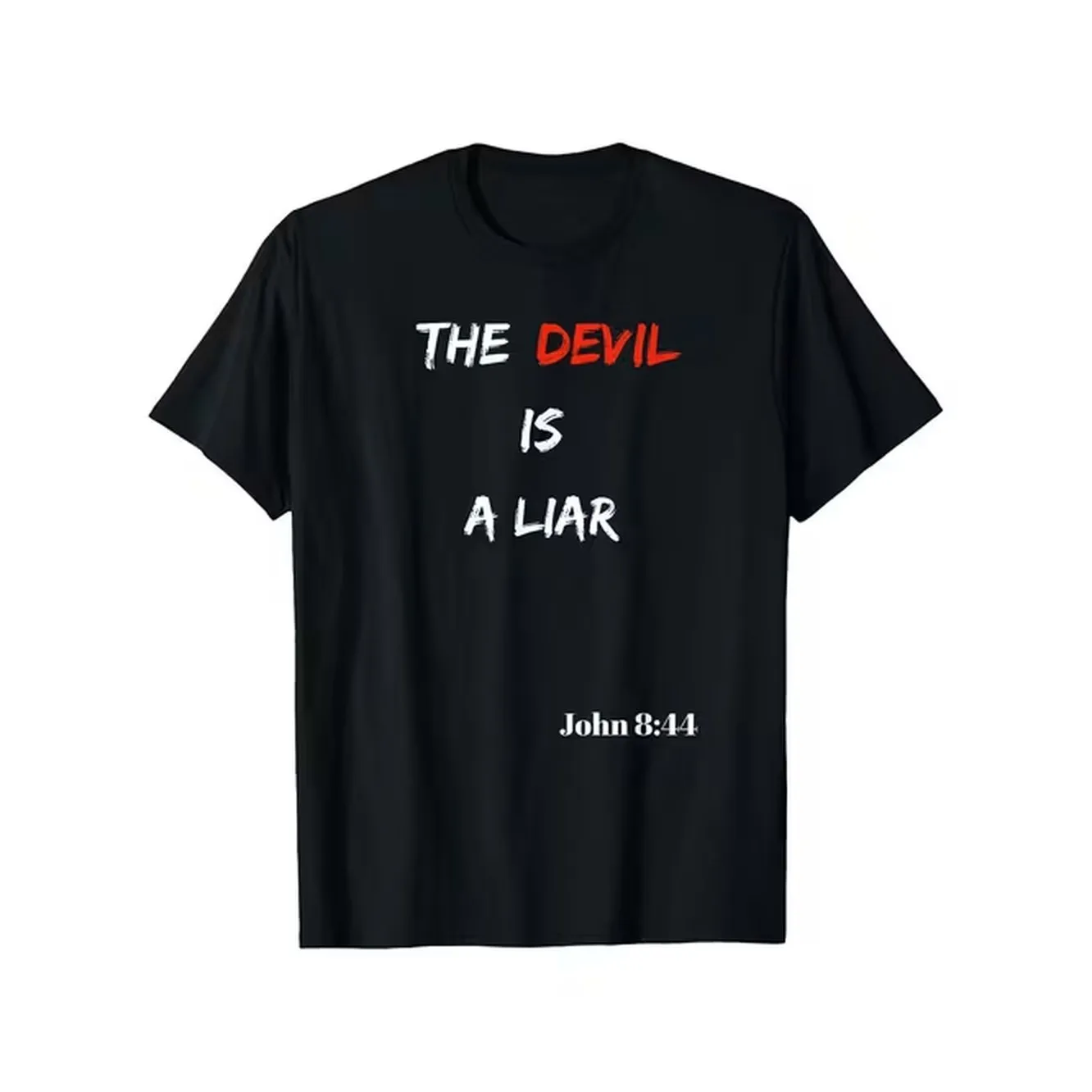 item picture mens christian t shirt the is a liar bible verse john 8 44 tee black with red accents soft and breathable shirt for church and casual wear a religious gift for men spiritual apparel print design sturdy build