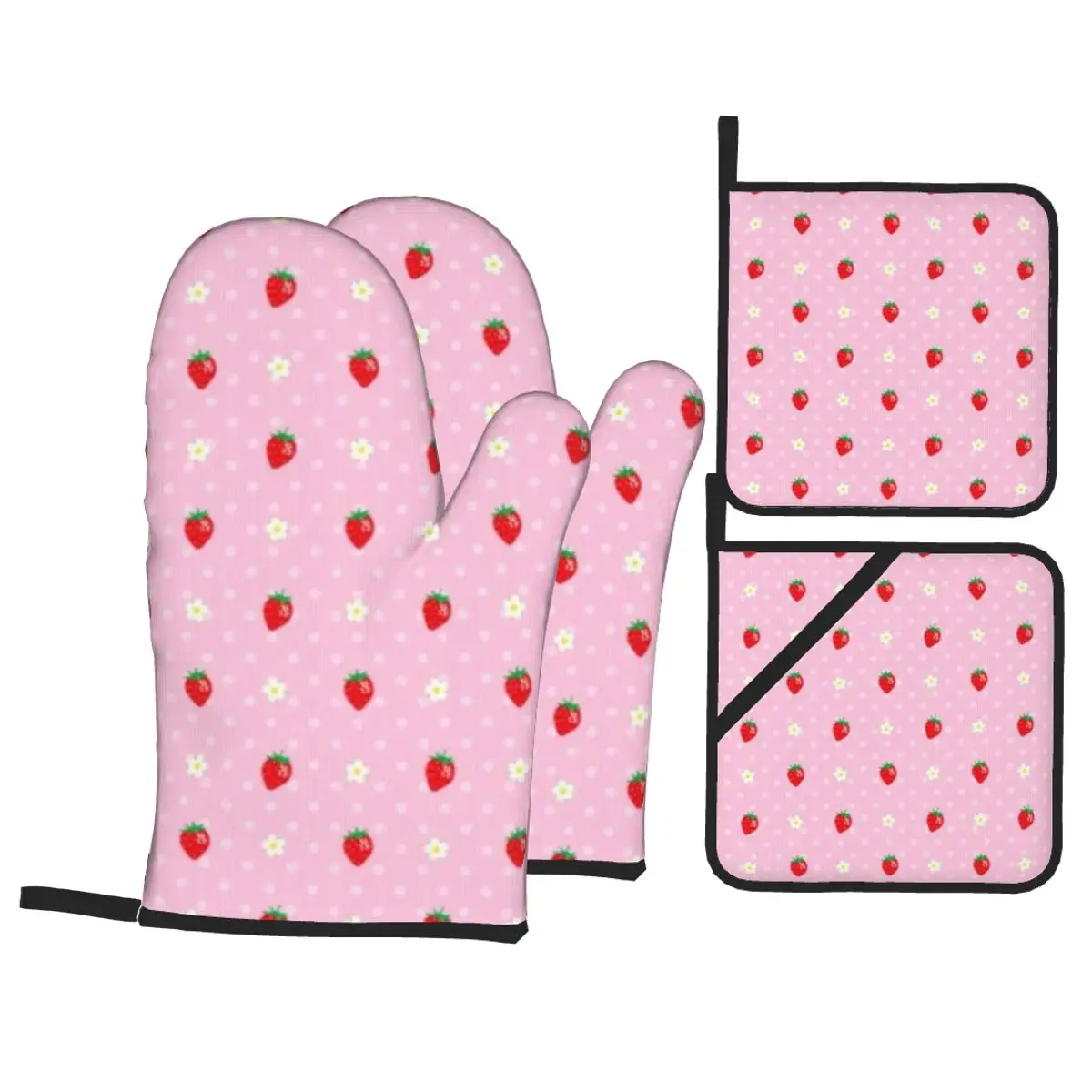 

Baking Oven Mitts and Pot Holders Sets of 4,Resistant Hot Pads with Polyester BBQ Gloves for Kitchen,Cooking,Baking