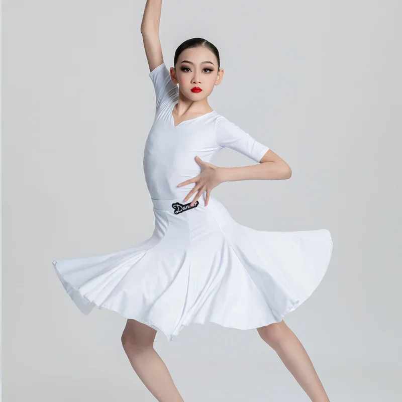 Latin Dance Dress for Girl Ballroom Dancing Rumba Samba Latin Kids Dance Costume Collar Modern Carnival Jazz Dancewear