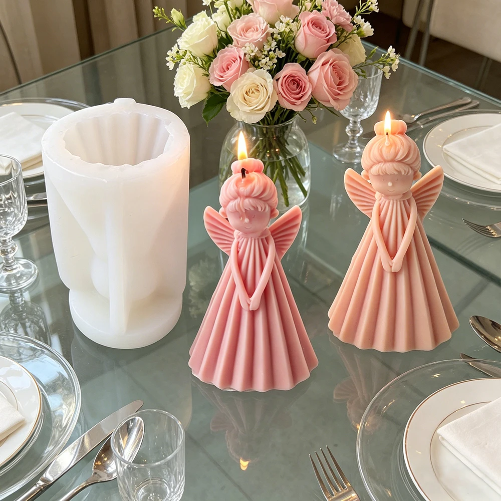 3D Angel Girl Silicone Candle Mold, DIY Aromatherapy Wax Soap Plaster Resin Mould for Home Decor Crafts Gifts Easy Release - view 4